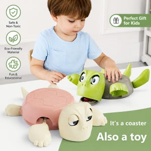 Porta-copos em formato de tartaruga para crianças, porta-copos fofo em formato de animal, brinquedo educativo divertido, decoração para quarto infantil, presente exclusivo para crianças pequenas, decoração fofa para mesa.