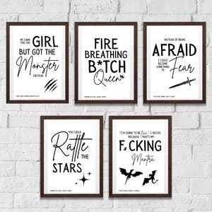 Fantasy Book Quotes Digital Prints | Dark Feminine Aesthetic Wall Art | Book Lover Gift | Throne of Glass, The Cruel Prince, One Dark Window