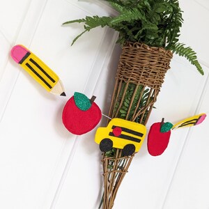 School Garland- Back to school decor - pencils apples school bus - classroom decor -gift for teacher - front door decor