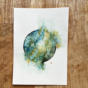 Met de hand geschilderd gepersonaliseerd aquarel maan schilderij | Roze Paars Goud Maan | Groen Blauw Goud Maan | gepersonaliseerd cadeau | goud blad maan