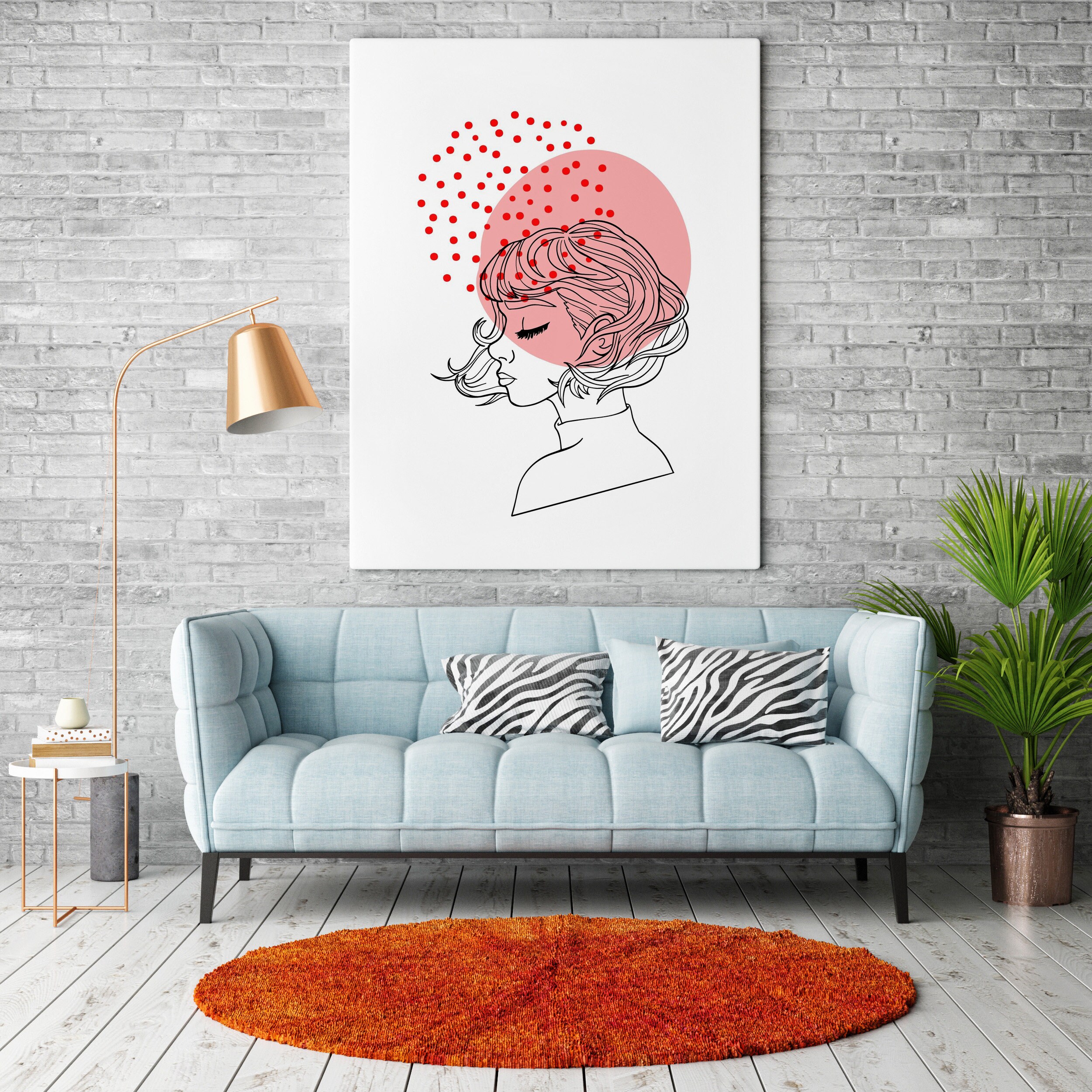 Girl in thought line art for gallery wall Printable line art Etsy