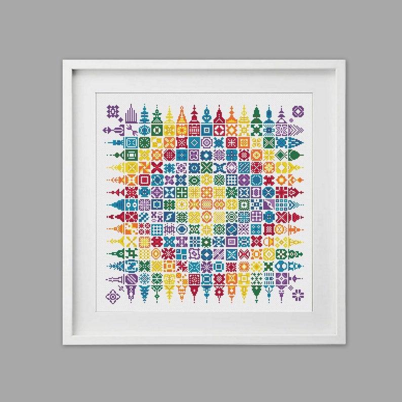 Patchwork Cross Stitch Pattern Rainbow Cross Stitch Modern Etsy
