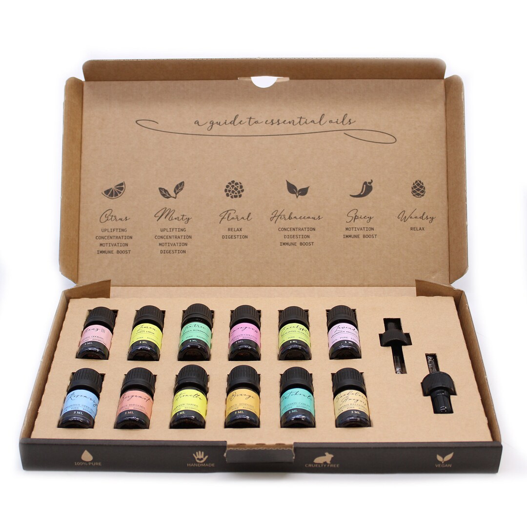 Aromatherapy Essential Oil Set the Top 12 Gift Box Vegan Etsy