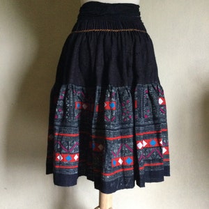 Black Hmong Son La Skirt | Women | Batik | Embroidery | Hemp | From Son La Vietnam | Authentic | 100% handmade (002-21)