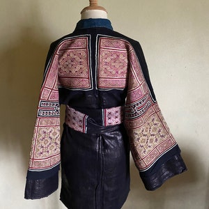 Rare Vintage Hmong Jacket - Belt | Women | Hemp | Hmong embroidery | ± 130 yrs old | From Sapa, Vietnam | Authentic | 100% handmade (001-24)