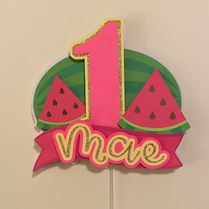 Watermelon Cake Topper, Watermelon Birthday Party, One in a melon