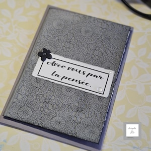 Carte faite main condoléances "Avec vous par la pensée " et son enveloppe