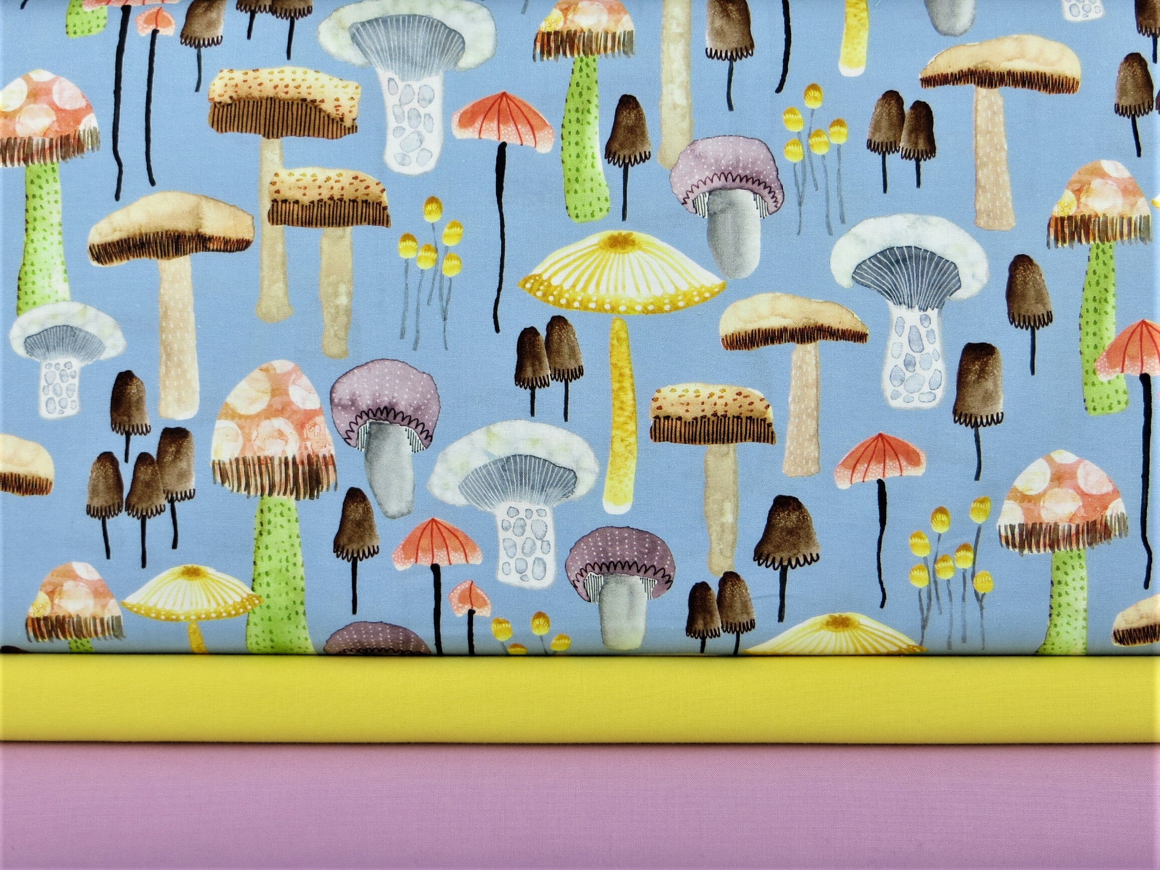 Mellow Mushrooms 100 Cotton Fabric by Michael Miller Etsy