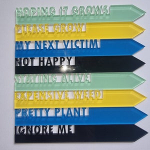 Funny plant pot stakes, acrylic garden plant pegs, Garden marker stakes, personalised House plant labels