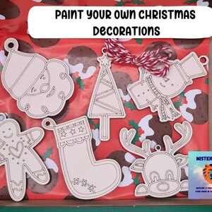 Christmas Paint your own wooden decorations/garland, DIY PYO craft painting kit, Xmas Kids crafts, Stocking Filler, Christmas activity pack