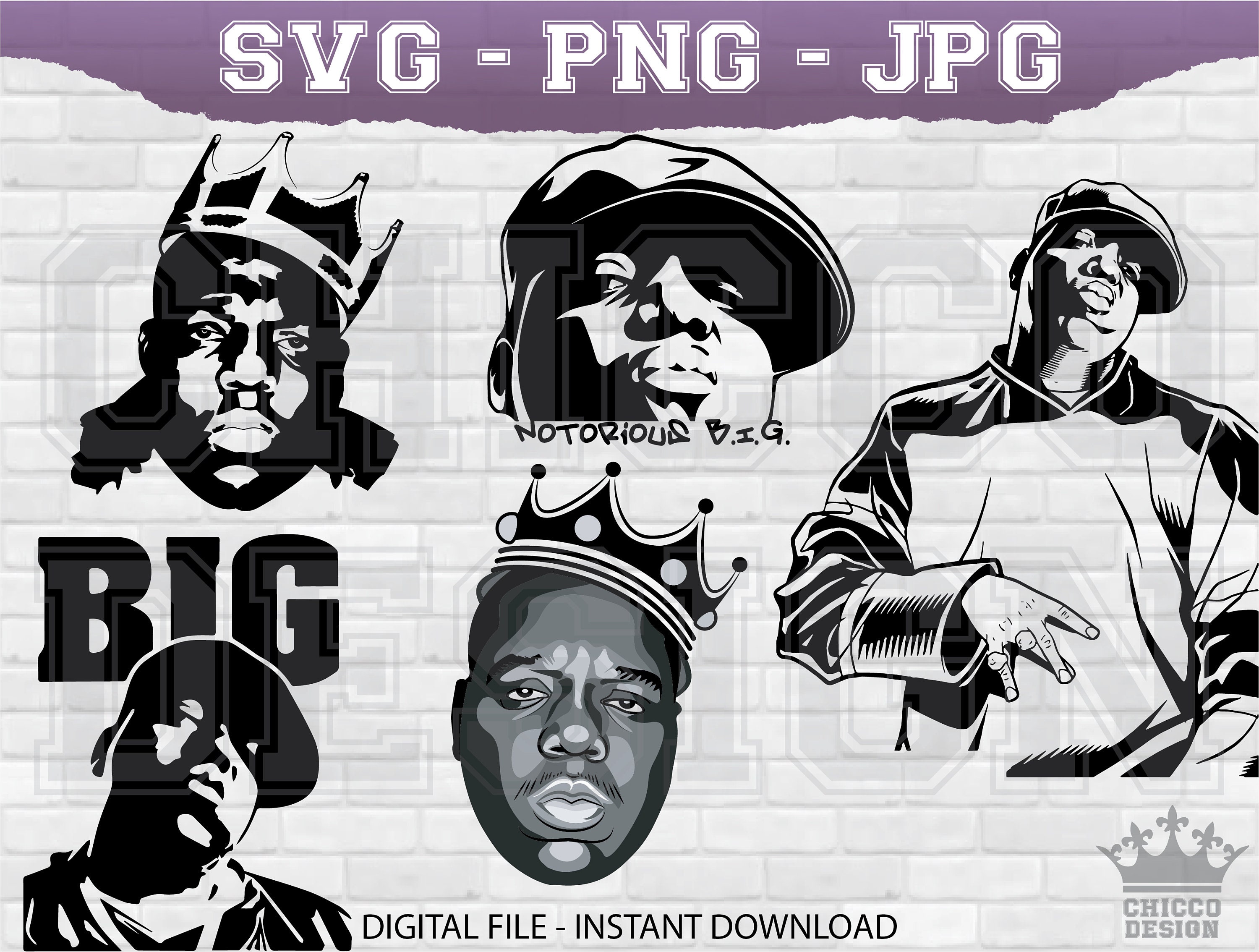 Notorious B.I.G Digital Files Biggie Smalls Jpg Svg Png files | Etsy