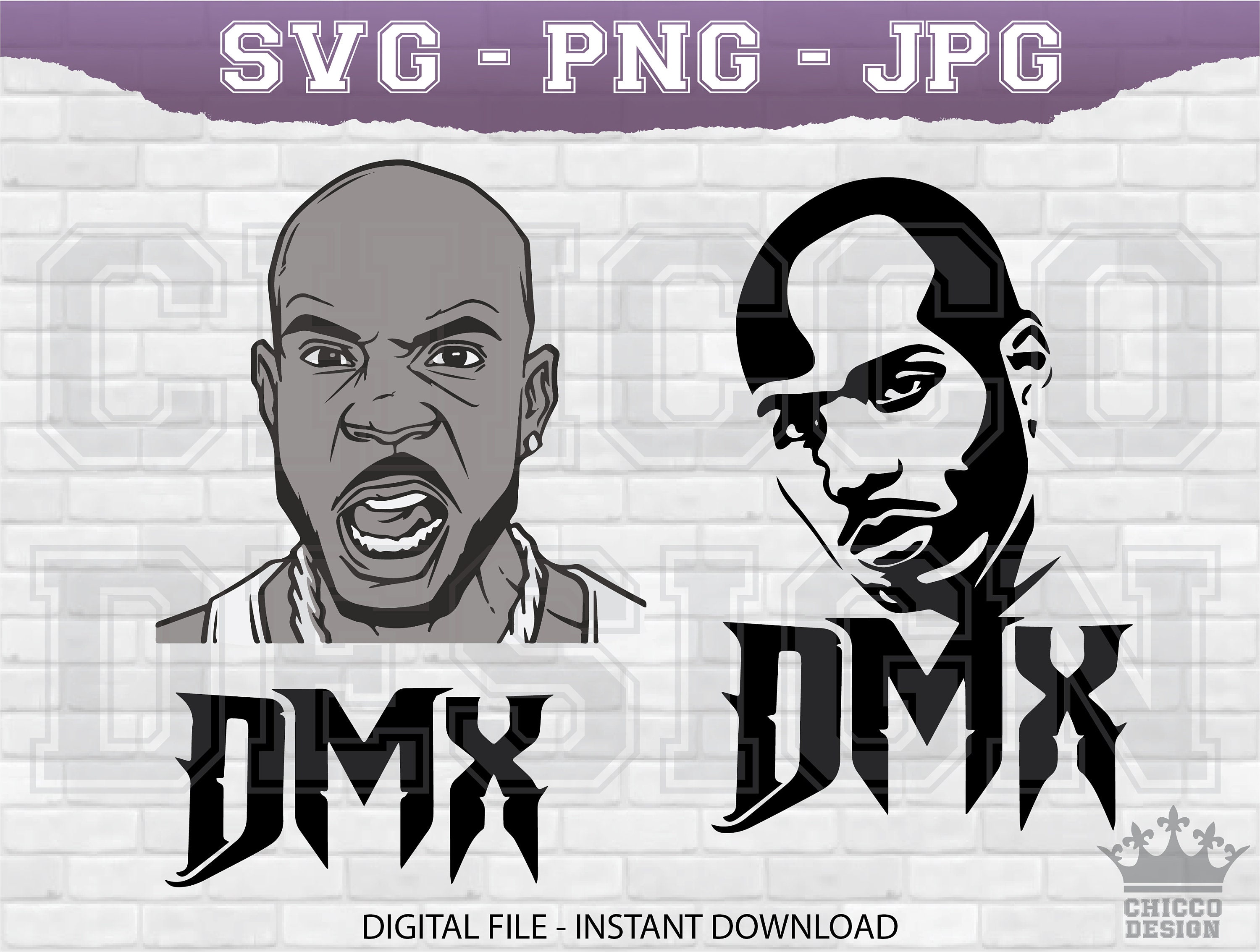 Drawing & Illustration Digital Rap Legend Svg Png Jpg files DMX Digital ...