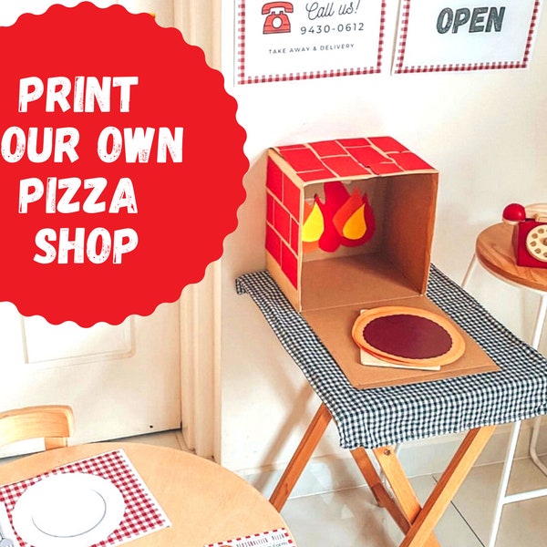 INSTANT DOWNLOAD | Pizza Shop Printables | Kids Activities | Rainy Days | Craft | Paper | Play | Fun