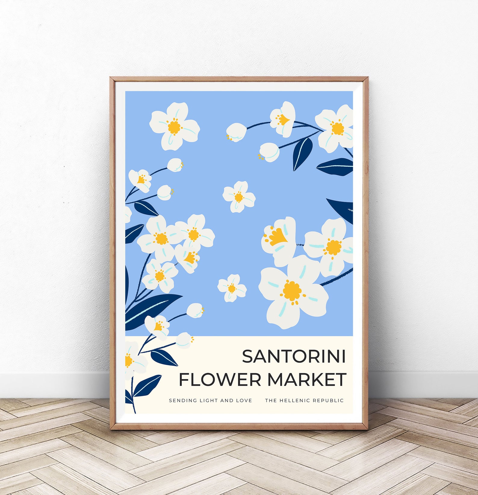 Flower Market Print, Flower Market Poster, Santorini flower poster