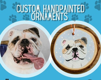 Custom Hand Painted Pet Ornament - Personalized Pet Christmas Ornament - Cat, Dog, Family Animal Ornament - Tree ornament - Pet Art - Wood