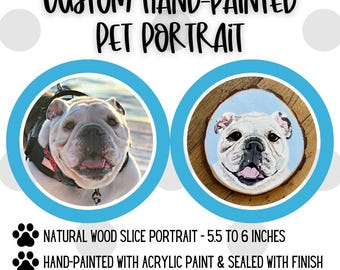 Custom Hand Painted Pet Portrait - Personalized Pet Portrait - Cat, Dog, Family Animal Painting - Christmas, Birthday Gift - Pet Art - Wood