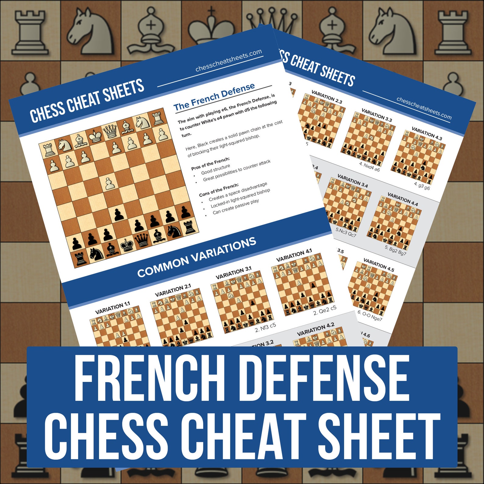 The French Defense Chess Opening Cheat Sheet Etsy
