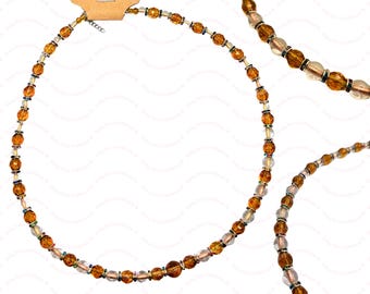 Herfst herfst bruin en goud glas kristal strass kralenketting • Cottagecore Fairycore luxe alternatieve sieraden cadeau voor vrouwen
