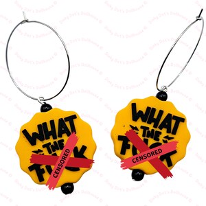 What The F*** Swear Pendientes de aro con cuentas de silicona, divertidos y groseros • Accesorios de joyería novedosos y llamativos de gran tamaño, llamativos y gruesos de Kidcore