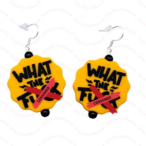 What The F*** Swear Pendientes de gancho con cuentas de silicona, divertidos y groseros • Accesorios de joyería novedosos y llamativos de gran tamaño, llamativos y gruesos de Kidcore