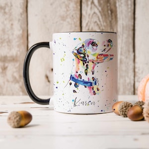 Dalmatian mug, dalmatian gifts, watercolour design, dalmatian mom, personalised gift for her, gift for dog owner, dog walker gift