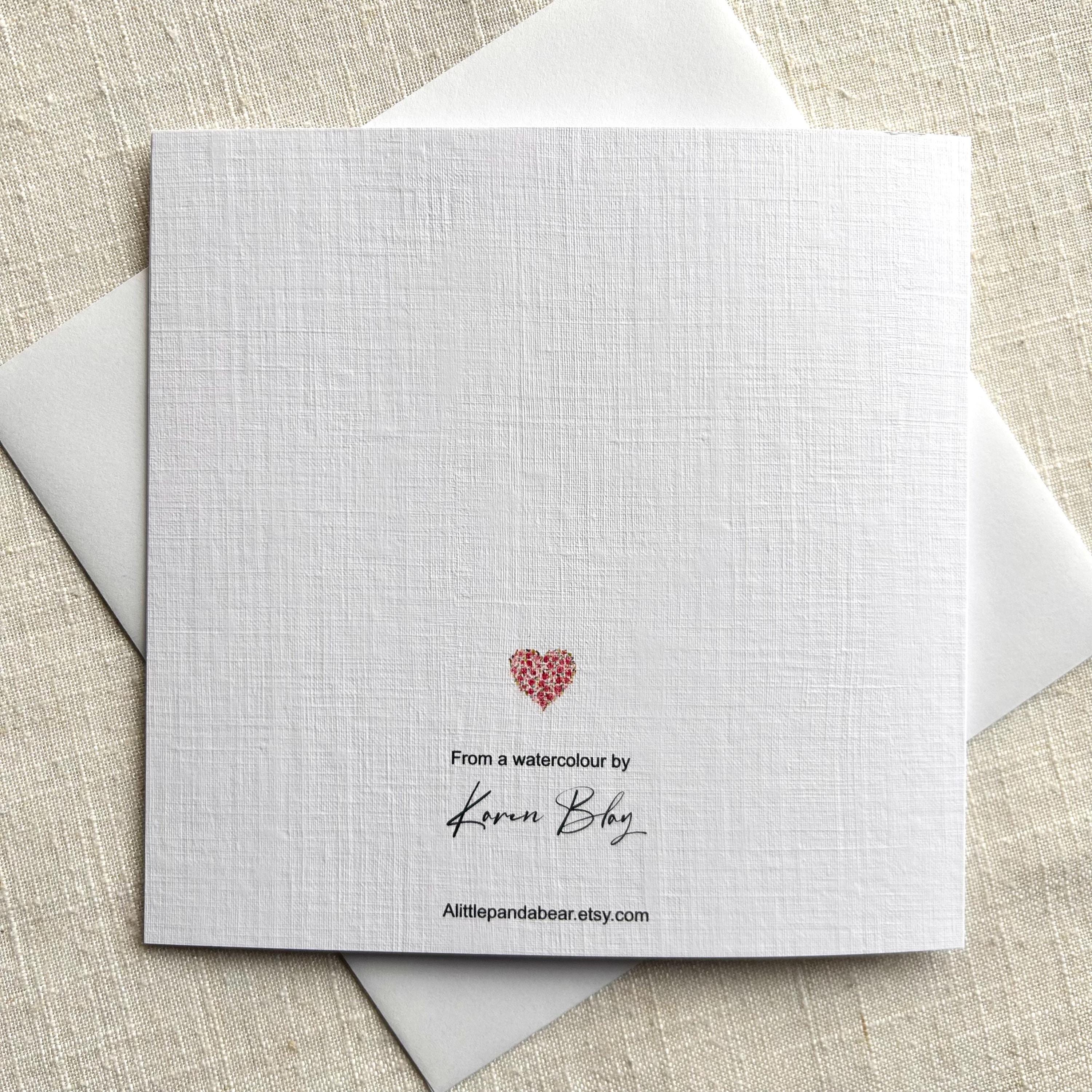 Floral Heart Card, Blank Greeting Card, Romantic Love Card, Watercolour ...