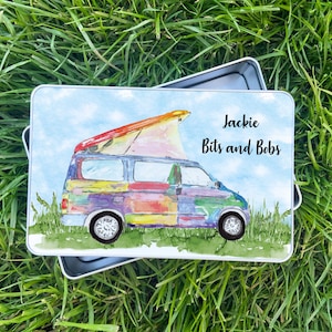 Personalised storage tin, personalised campervan gift, Bongo tin, self care gift box, sweet tin with lid, gift for her, birthday gift