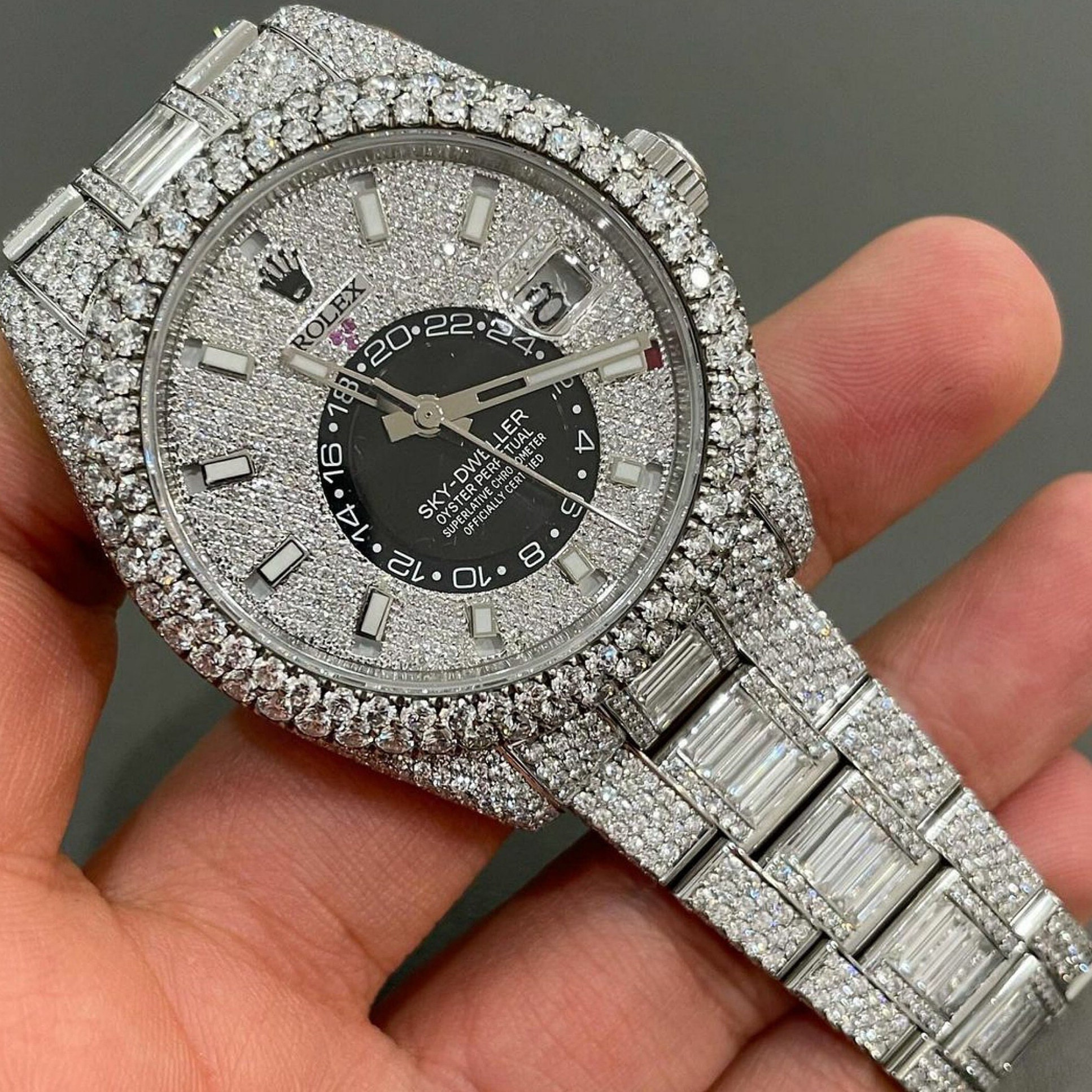 Full Iced Out Diamond Wrist Watch Steel Body Automatic VVS Moissanite ...