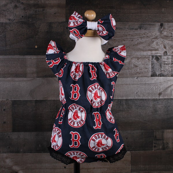 Baby Girl Rompers.  Red Sox Baby Romper.  Red Sox Romper. Baby Rompers. Girl Rompers. 100% Cotton. Boston Red Sox