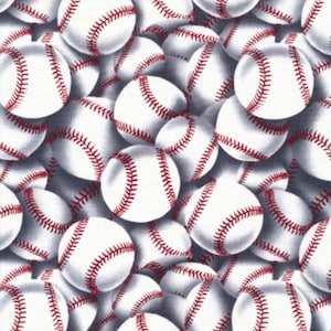 Baseball Tossed Fabric. Baseball Fabric. Tossed Baseball. 100% Cotton Fabric. *Same Day Shipping*