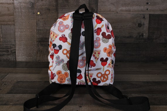 disney food icons mini backpack Snacks Mini Backpack. Snacks Backpack. Mickey Mouse Snacks Mini Backpack.  Food Snacks. Mini Backpack. Travel Bag