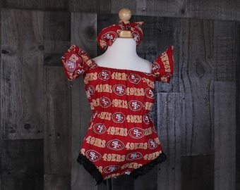 Baby Girl Rompers. San Francisco 49ers Baby Romper. 49ers Romper. Baby Girl Rompers. Baby Rompers. 100% Cotton