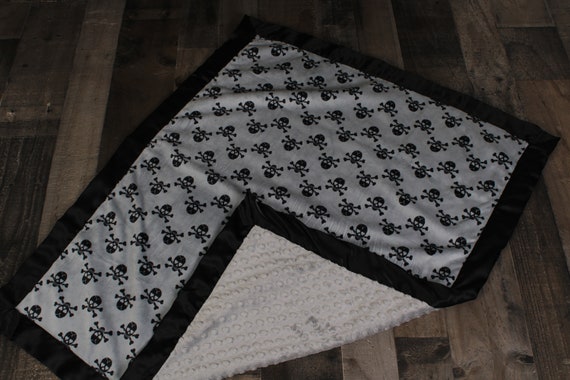 Nursery Blanket. Receiving Blanket. Crib Blanket. Adult Blanket. Grey Jolly Roger Blanket. Grey Skulls Blanket. 100% Cotton.