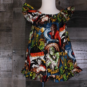 Baby Girl Dresses. Hollywood Monsters Dress. Hollywood Monsters. Short Sleeve Dresses. Girl Dresses. 100% Cotton.