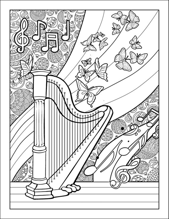 1 DIGITAL Coloring Sheet Music Coloring Pages Stress Relief - Etsy