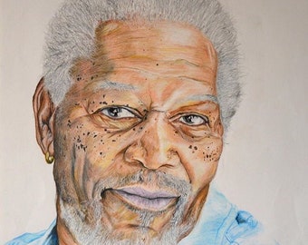 Morgan Freeman (colour pencil drawing)