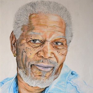 Morgan Freeman (colour pencil drawing)