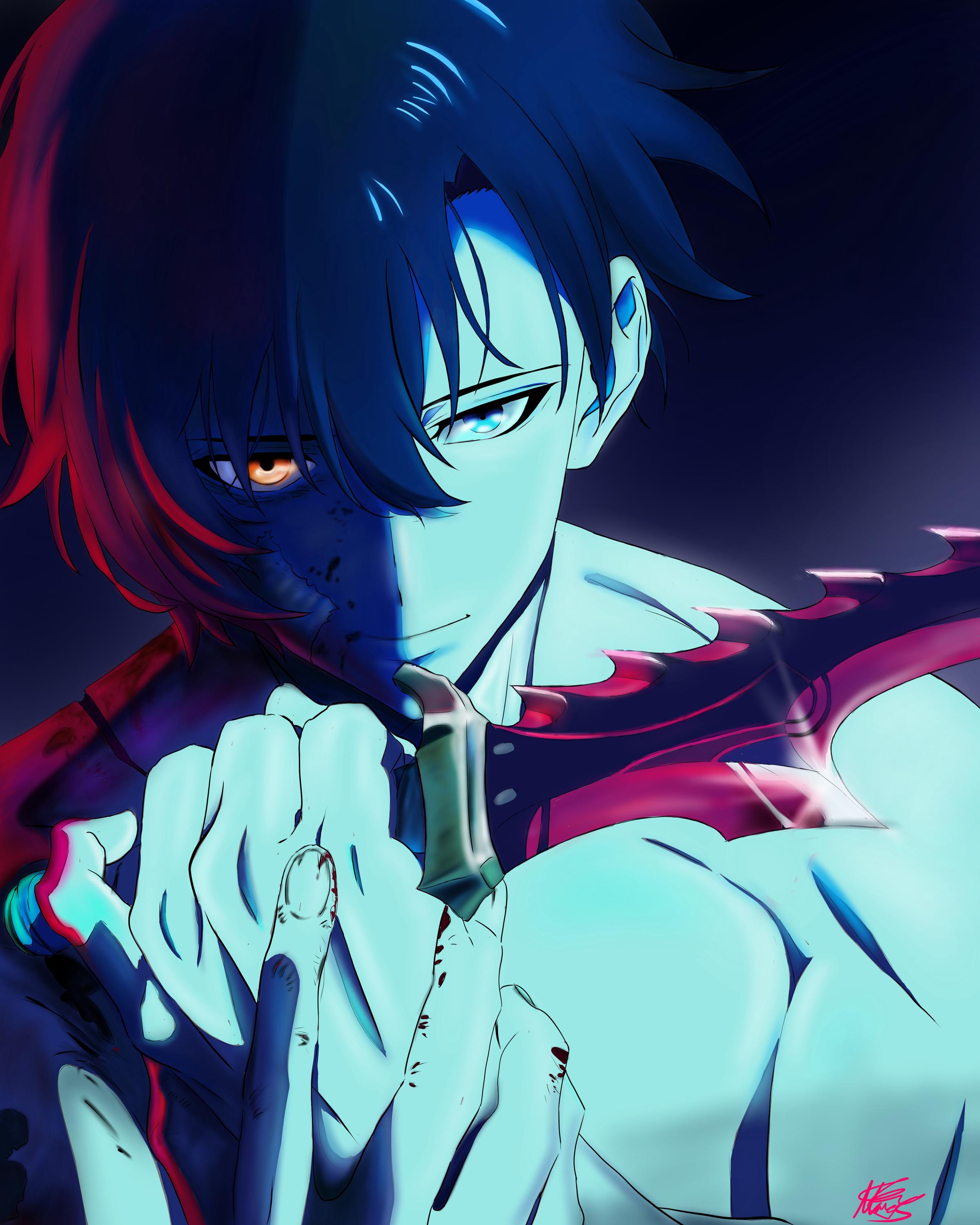 Sung Jin-Woo activant ses pouvoirs dans Solo Leveling