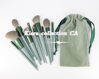 Makeup brushes set in green -13 pc