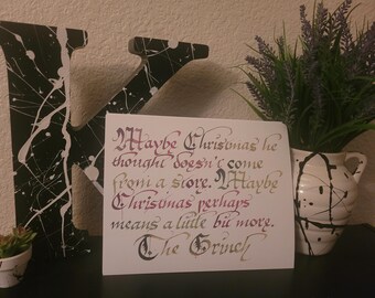 The Grinch kerstkalligrafiekunstafdruk