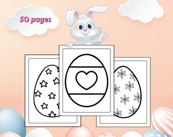 Easter Coloring Pages | Easter Bunnies | Instant Download | 50 Pages |  Kids Colourings | Easter Coloring Sheets | Easter Eggs