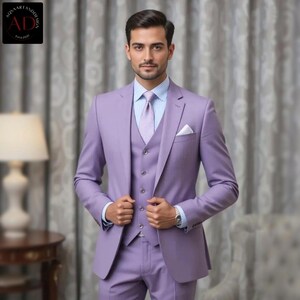 Purple 3 Piece Suit - Wedding And Groom Suit - Formal Wear Suit - Prom Party Bespoke Suit - Gift For Men Engagement Suit