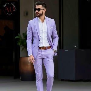 Formal Purple 2 Piece Suits - Stylish Men Suit - Gift For Men - Groom Suits - Wedding Wear - Slim Fit Tailored - Purple Suit For Men