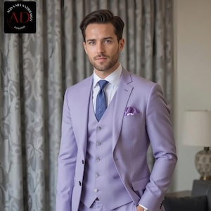 Purple Suit Three Piece - Men Suit Wedding Wear - Formal And Groom Suit - Elegant Purple Suit - Slim Fit Tailored Bespoke Suit