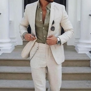 Men Linen Suit Men Suit Linen 2 Piece Linen Suit Beach Fashion - Etsy