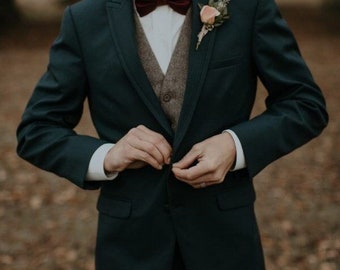 Dark Green Wedding Suit Men Suit Wedding Wear Groom's Men Suit 3 Piece Party Wear Stylish Men Suit Gift For Men's Clothing