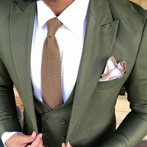 Men Suit Wedding 3 Piece Olive Green Suit Men Groom Wear Suit - Etsy