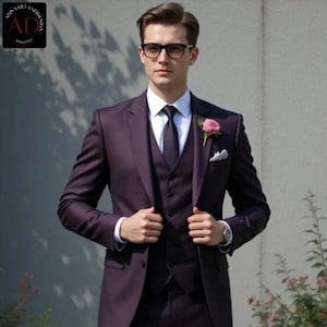Elegant Purple Suit - Men Suit Wedding - Three Piece Suit -Groom And Party Wear Suits - Formal Suit - Slim Fit Purple Suit