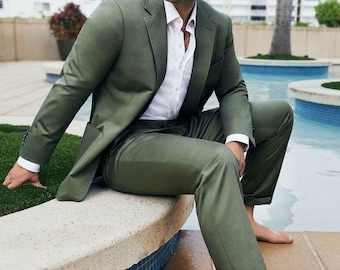 FORMAL GREEN SUIT Olive Green Wedding Dress Men Three - Etsy