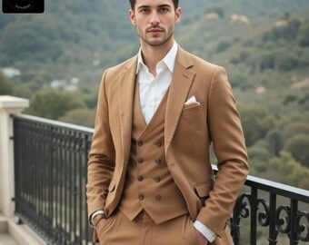 ブラウンタキシード｜メンズ3ピーススーツ、結婚式の新郎用 - Etsy 日本